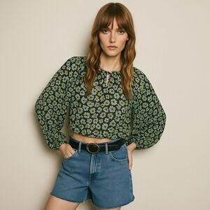 ZARA Floral Button-Front Sheer Blouse - Size M - NWT